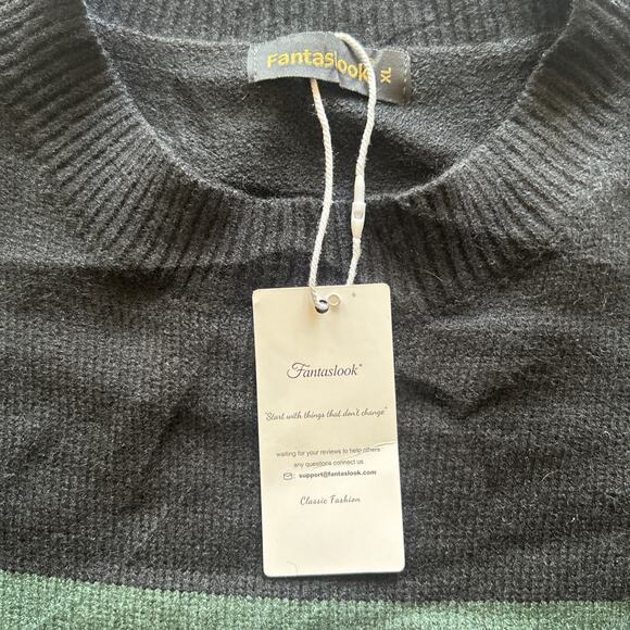 Fantaslook Striped Sweater Women Crewneck Oversized Pullover Sweater XL / New - Picture 6 of 9